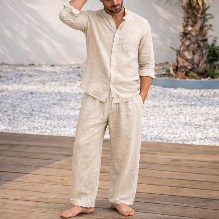 Completo Lino Uomo "Costa d'Avorio" in Sabbia