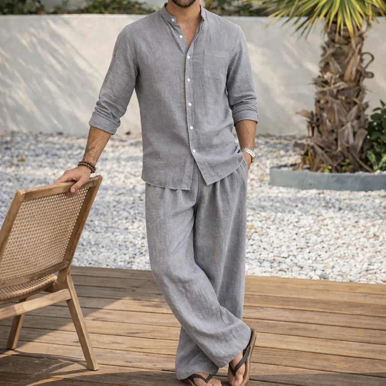 Completo Lino Uomo "Costa d'Avorio" in Sabbia